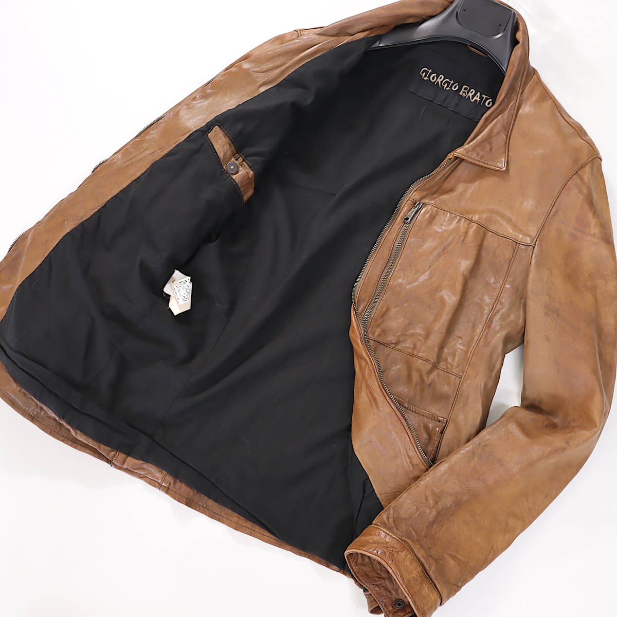 ジョルジオブラット　 ブラウンレザージャケット GIORGIO BRATOジョルジオブラッド ブラウン ライダースジャケット