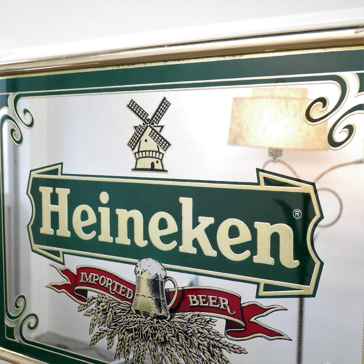 Heineken BEER パブミラー ビンテージ当時物 ハイネケンビール 額装