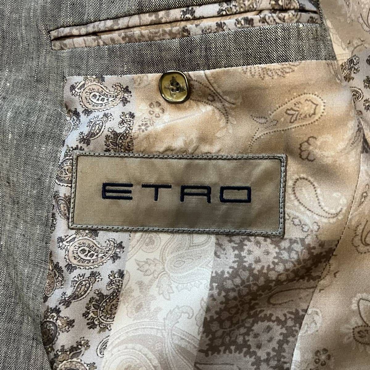 夏素材リネン100%】エトロ ETRO 麻 テーラードジャケット 裏地高級