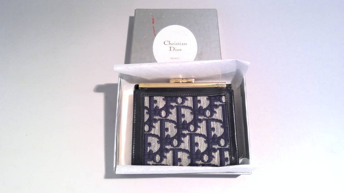0502B Dior クリスチャン ディオール トロッター柄 がま口 2つ折り