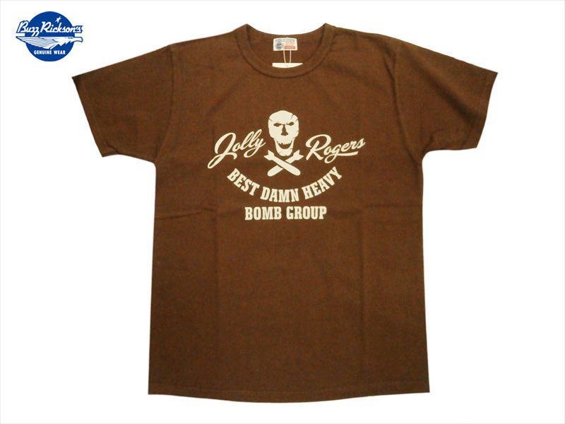 セール，得価 バズリクソンズ BUZZ RICKSON'S BR78907 JOLLY ROGERS ミリタリー 半袖Tシャツ ブラウン L(文字、ロゴ)｜売買されたオークション情報、yahooの商品情報をアーカイブ公開 - オークファン Lサイズ