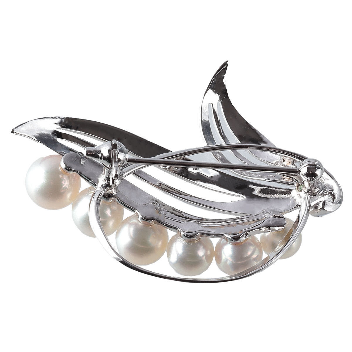 MIKIMOTO ミキモト リーフモチーフ ブローチ シルバー⁄パール5粒
