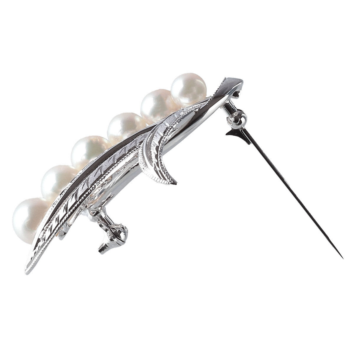 MIKIMOTO ミキモト リーフモチーフ ブローチ シルバー⁄パール5粒
