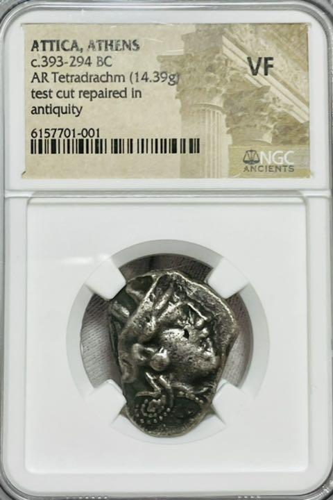 古代ギリシャ テトラドラクマ ふくろう 銀貨】NGC VF《紀元前393-294年