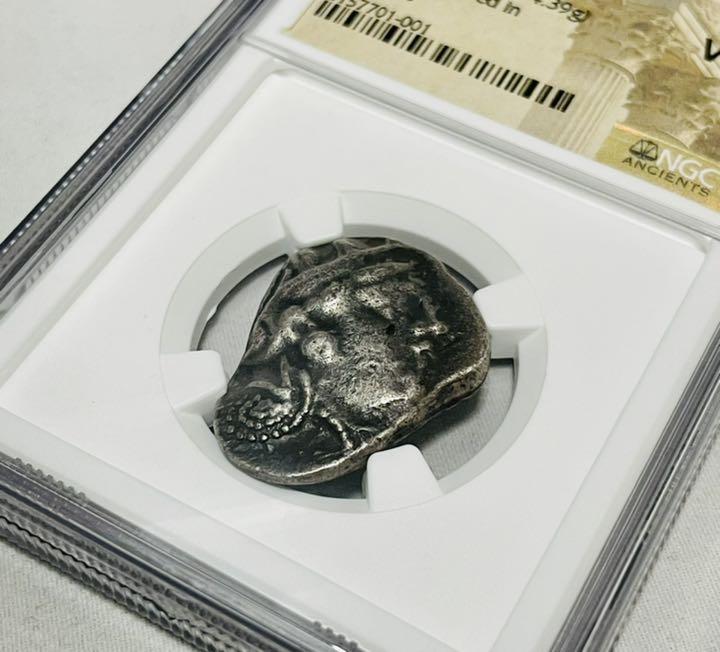 古代ギリシャ テトラドラクマ ふくろう 銀貨】NGC VF《紀元前393-294年