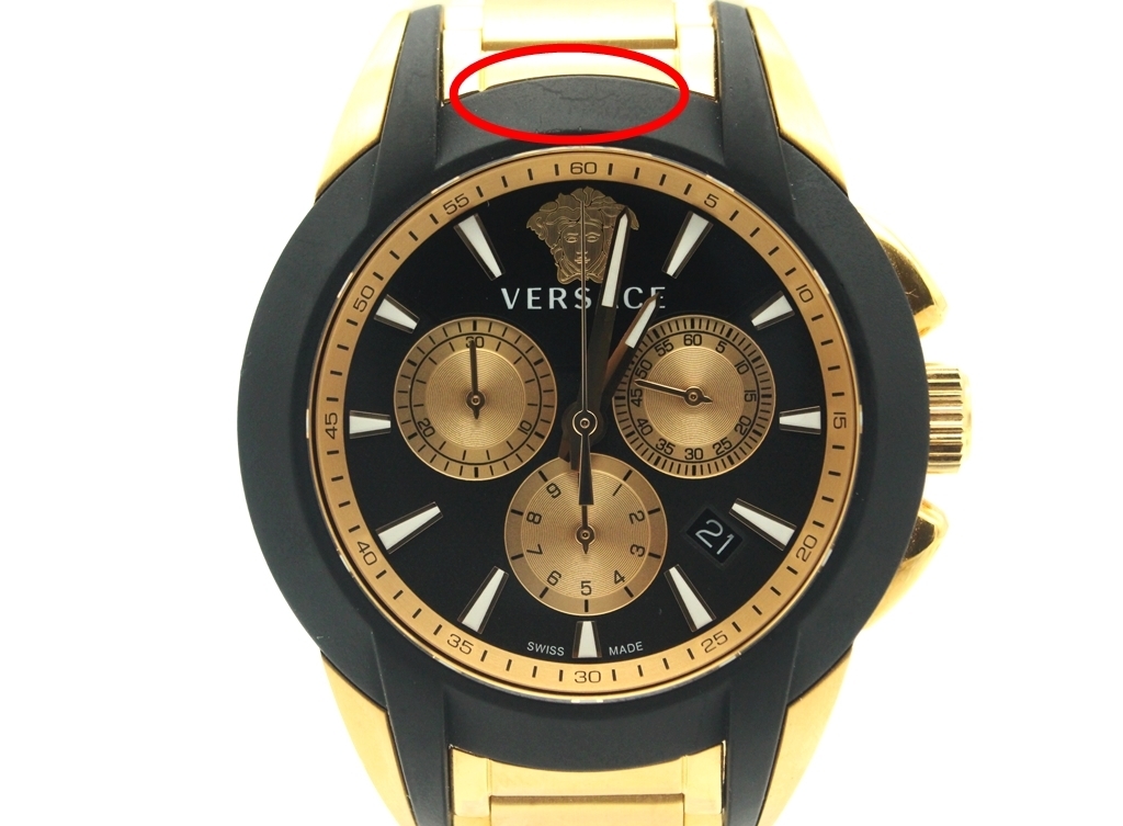 稼働品】VERSACE ヴェルサーチ クォーツ腕時計 クロノグラフ VEM800318