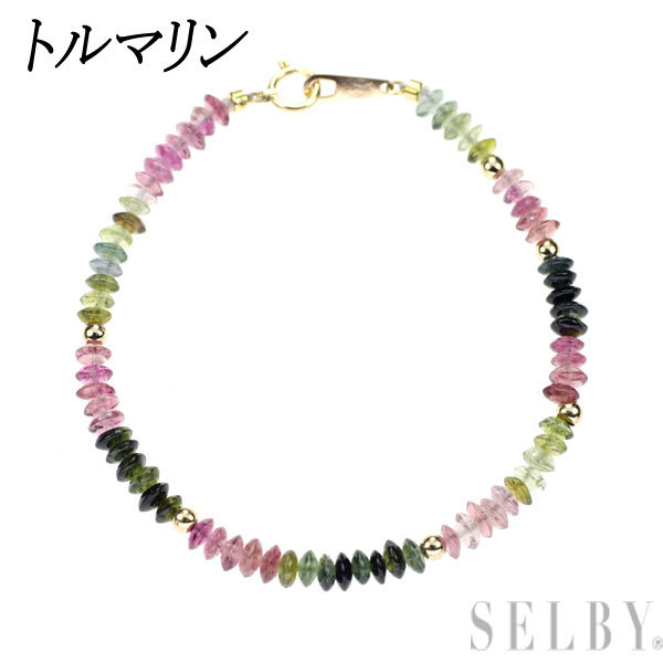 1円～ K18YG トルマリン ブレスレット SELBY SELBY K18YG パライバ 