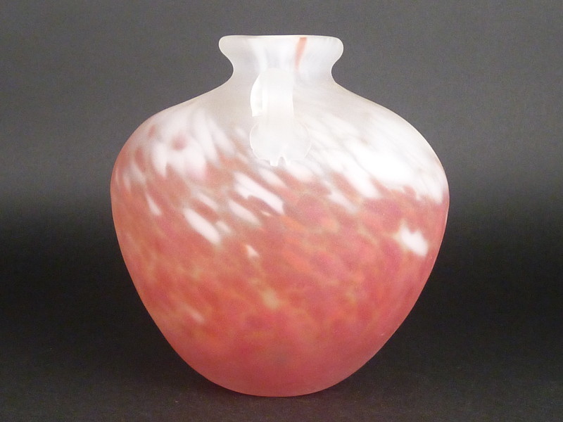 都屋】8 藤田喬平「手吹 花瓶」 共箱 高さ 約19cm 幅 約
