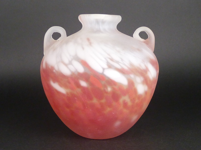 都屋】8 藤田喬平「手吹 花瓶」 共箱 高さ 約19cm 幅 約