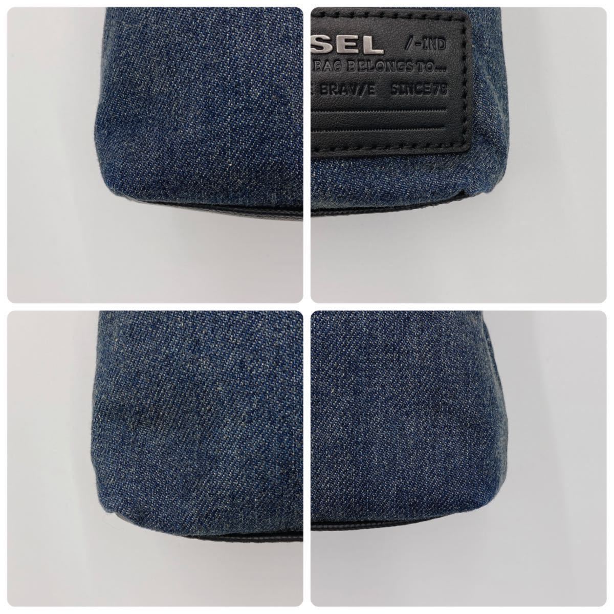 1円【未使用品】DIESEL ディーゼル デニム レザー ボディバッグ
