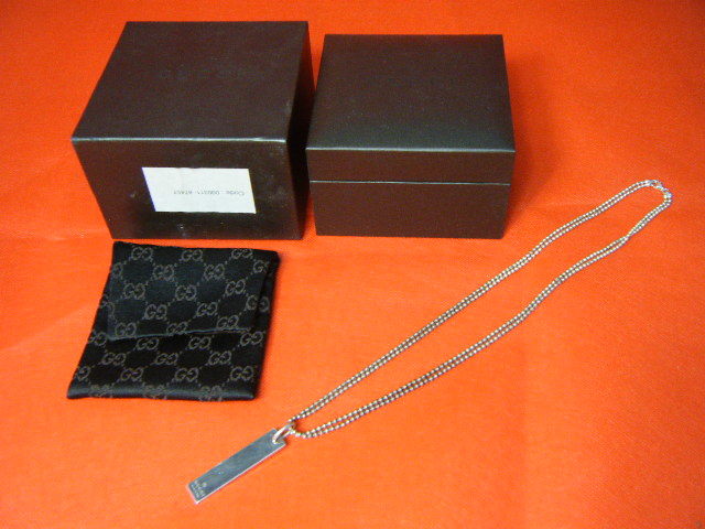 3め82▼GUCCI グッチ プレート ダブル ボールチェーン ネックレス シルバー アクセサリー◆送料350円～◆