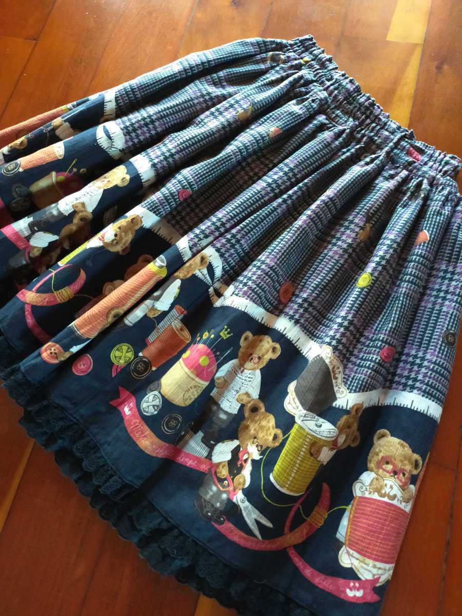 メタモルフォーゼ/裁縫クマさんスカート*ウエスト総ゴム(Lサイズ  