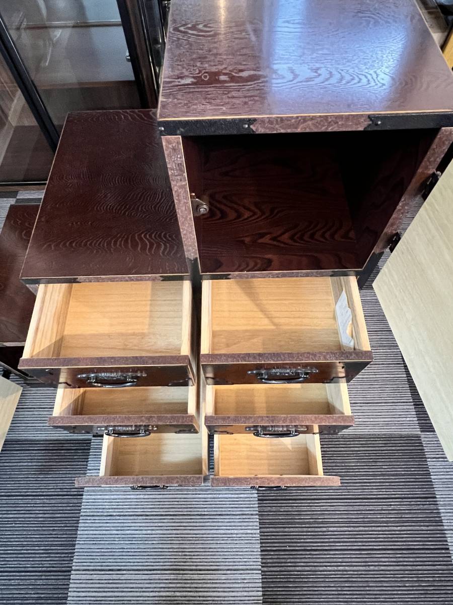 ノダ工芸】けやき民芸 階段タンス 左 3段 高さ約95.5㎝ 幅約90