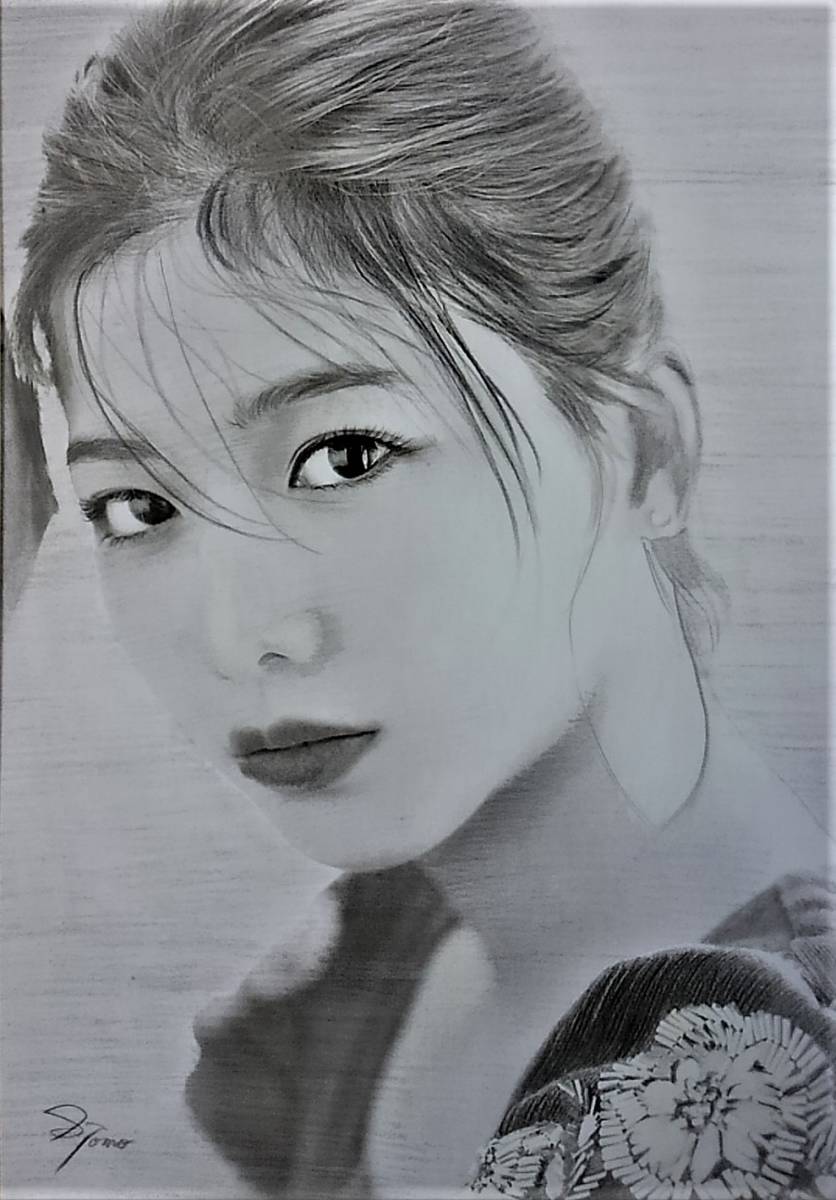 精密鉛筆画　女優さん　額縁付　インテリアに 作品2925』S.Tomo氏直筆色鉛筆画 超美品 美人画 新品額装 超