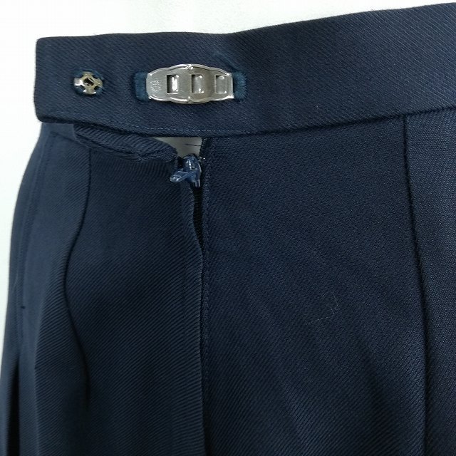 1円 イートン スカート リボン 等 上下4点セット 冬物 長袖 女子 学生服 熊本国府高校 チェック(紺/グレー) 制服 中古 ランクC EY6584_8