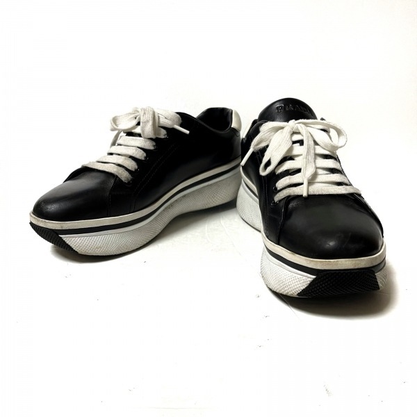 プラダ PRADA スニーカー 37.5 - レザー 黒×白 レディース 靴 【公式通販】