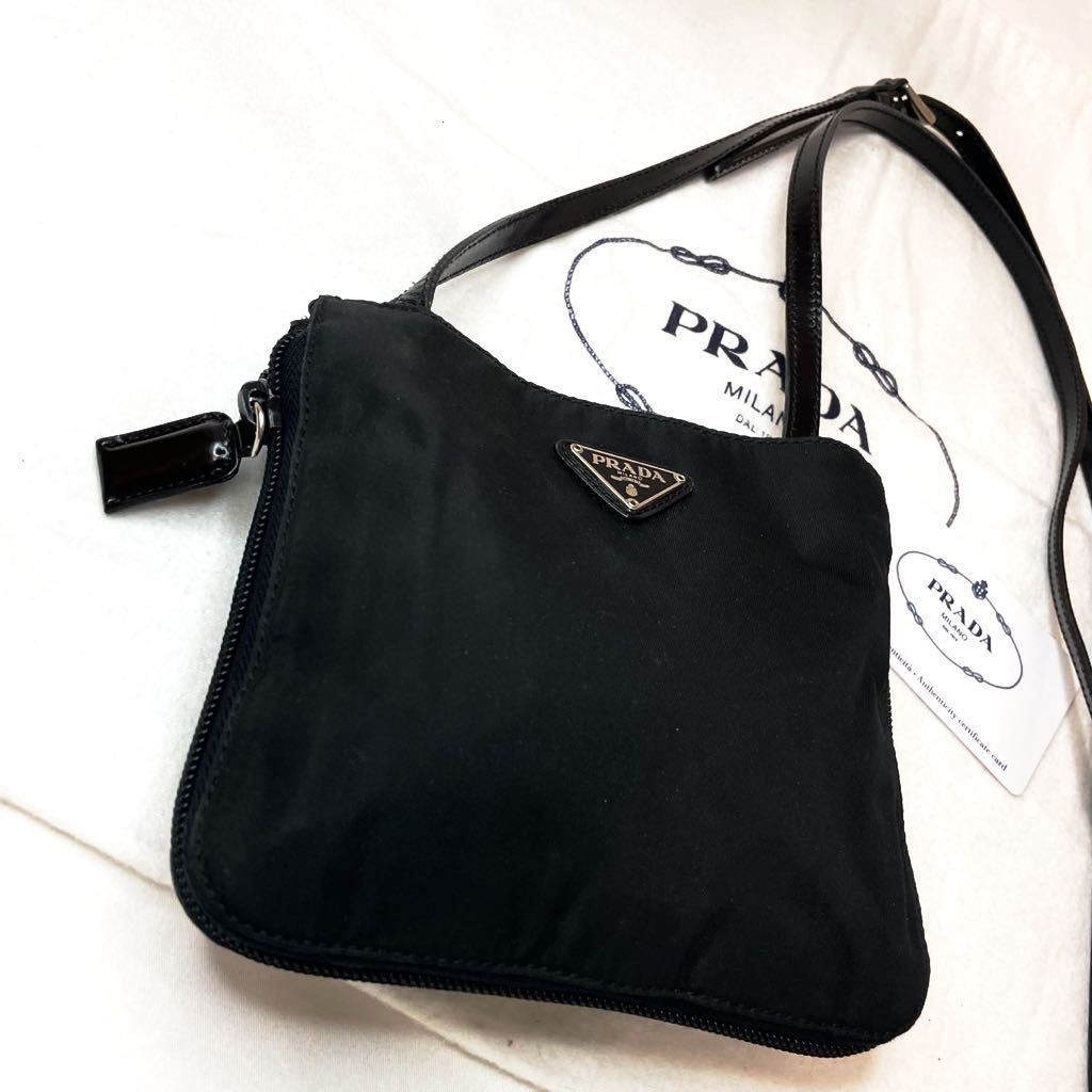 1円～ ほぼ未使用 PRADA プラダ ショルダーバッグ クロスボディ 三角 