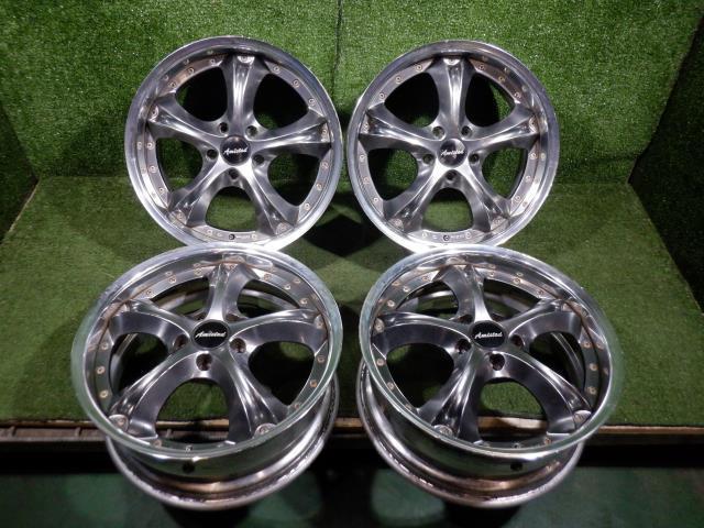 【山形 酒田発】中古 アルミホイール 4本 アミスタッド ブライト 18×7.5J(+52+48) PCD114.3/5H ジャンク品 ※状態要確認※ Bright 18インチ | FF 7.5J PCD130○