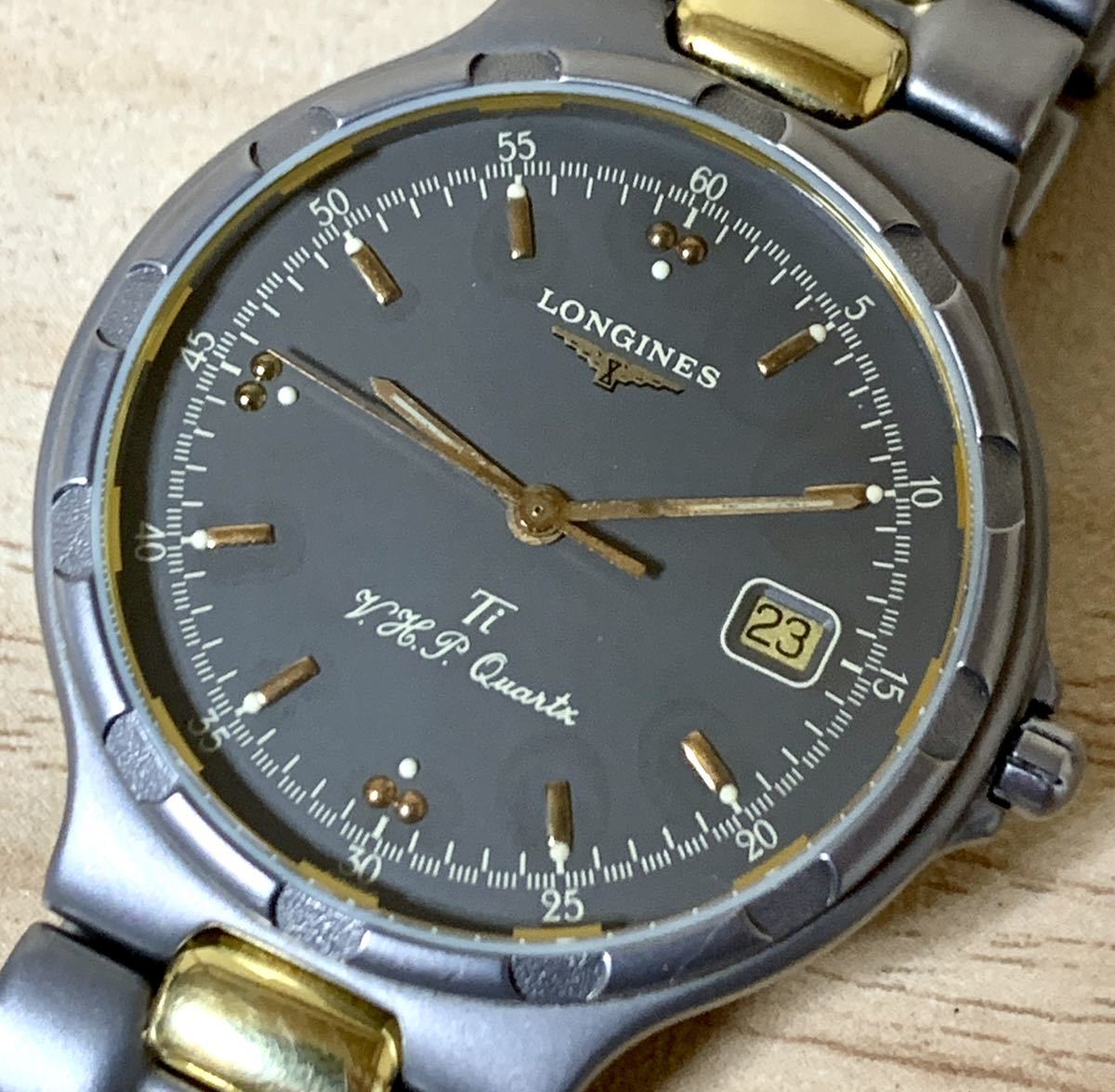ロンジン LONGINES コンクエスト V.H.P. チタン 不動品 クォーツ 1円 