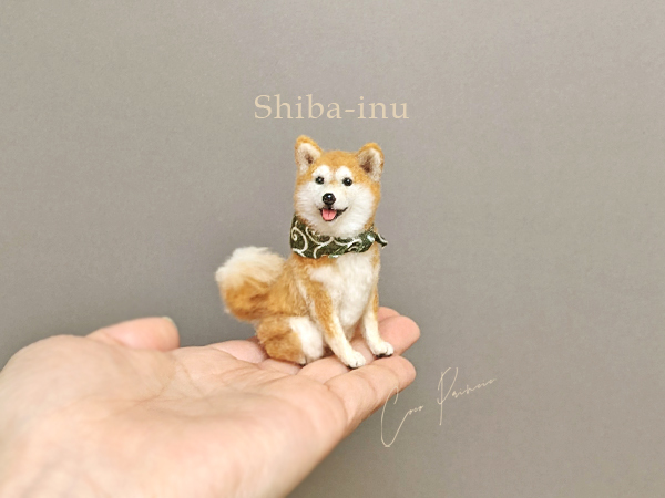 ミニチュア羊毛フェルト【6.5cmの赤柴】柴犬 豆柴 ハンドメイド 1/8