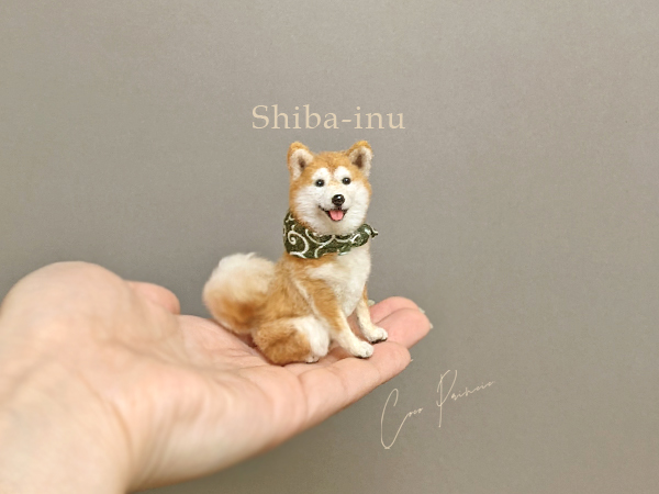 ミニチュア羊毛フェルト【6.5cmの赤柴】柴犬 豆柴 ハンドメイド 1/8