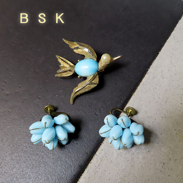 新作登場，新品 BSK:青い鳥のブローチ＋イヤリング：ヴィンテージコスチュームジュエリー(その他)｜売買されたオークション情報、yahooの商品情報をアーカイブ公開 - オークファン その他