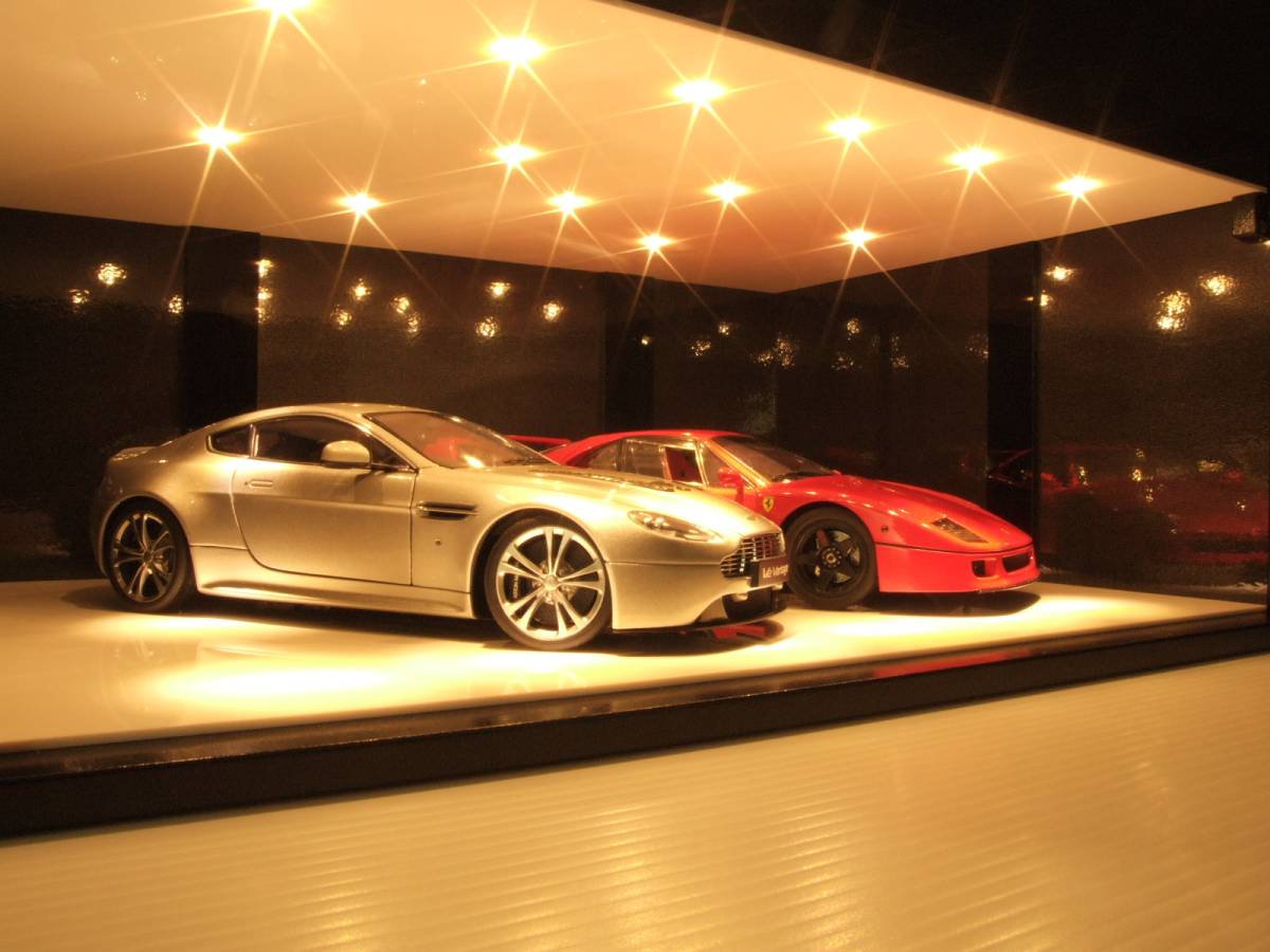 朝→昼→夕→夜 光センサー自動点灯付き ジオラマ ショーケース