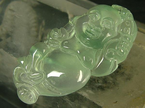 半値■龍香堂■ミャンマー氷種翡翠　布袋トップ３４ｍｍ即決○●