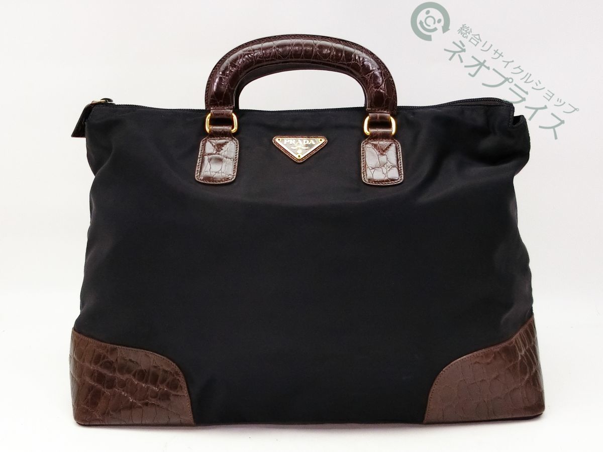 PRADA プラダ ショルダーバッグ クロコ型押し ナイロン×レザー - 中古 
