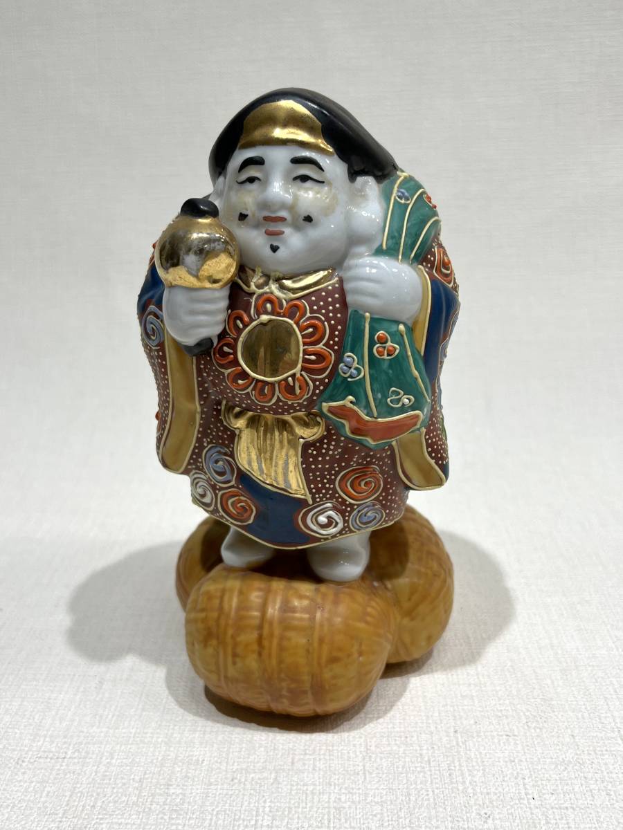 置物 大黒天 九谷焼 七福神 金彩 古美術品 アンティーク 骨董品 色絵 