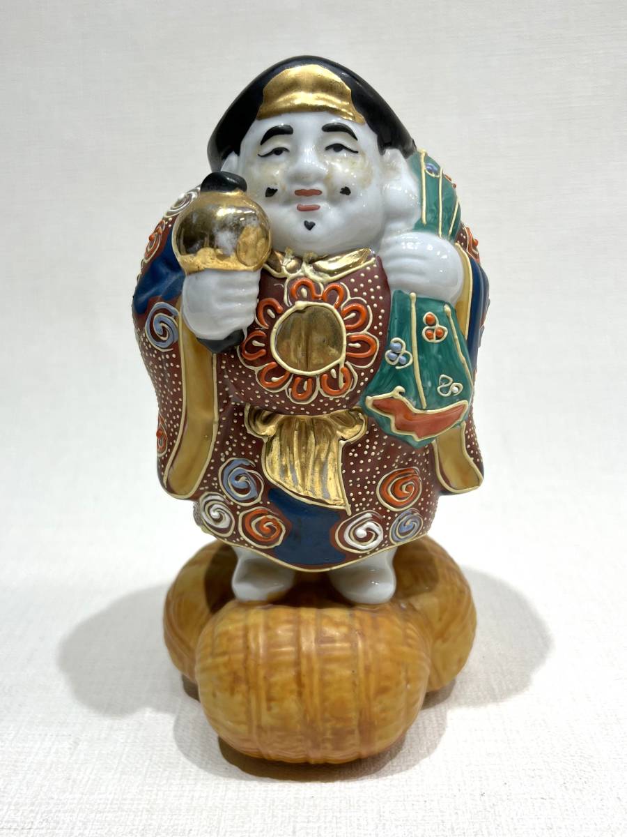 置物 大黒天 九谷焼 七福神 金彩 古美術品 アンティーク 骨董品 色絵 