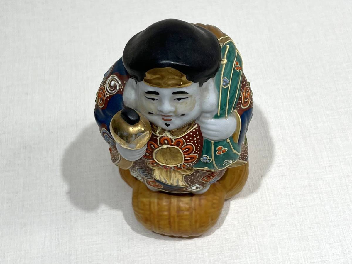 縁起物！九谷焼 色絵金彩 大黒天像 置物 高さ19.5cm 陶器 陶芸 七福神 