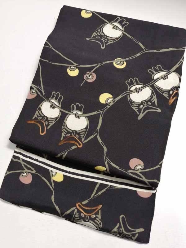 ☆きものさらさ アンティーク着物帯☆レア 刺繍入 名古屋帯 リメイク