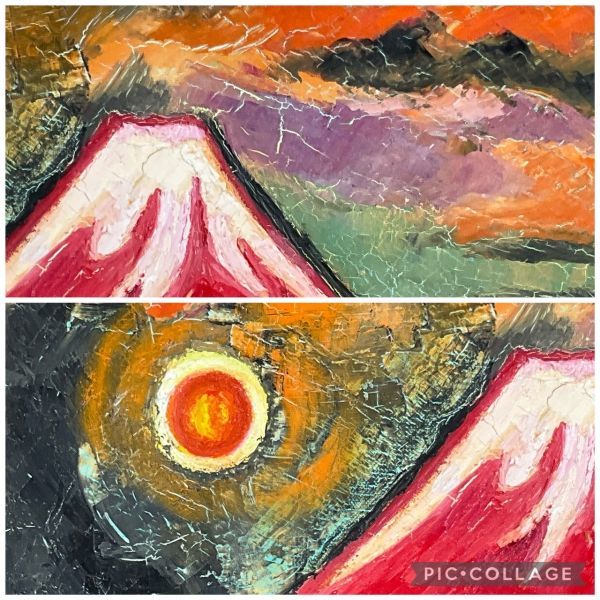 真作保証□油彩□大澤喜一□『赤富士』□斉藤三郎・角浩・大野五郎師事