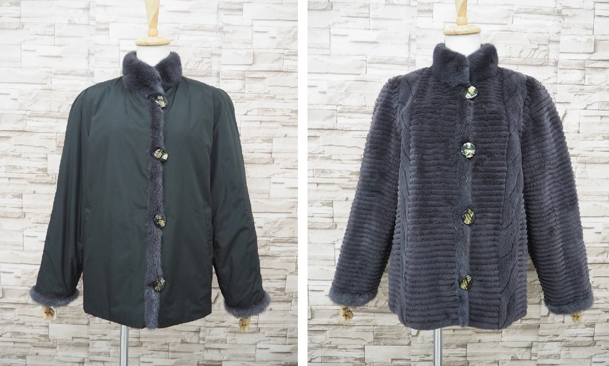 美品【 リバーシブル ／ レイヤード加工 】高級毛皮 プラクトミンク 