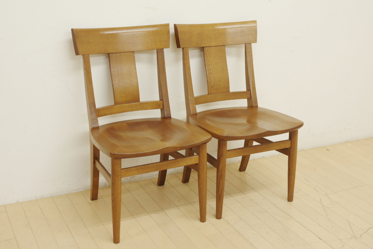 KASHIWA/柏木工 飛騨の家具 ダイニングチェア2脚 アームレスチェア 楢 