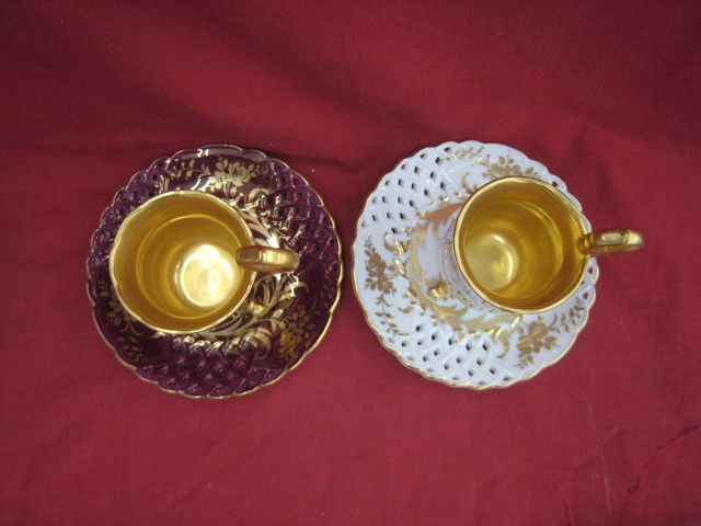 ◇OHASHI CHINA 大橋陶器 カップ＆ソーサー デミタス 猫脚 金彩 花柄 2 