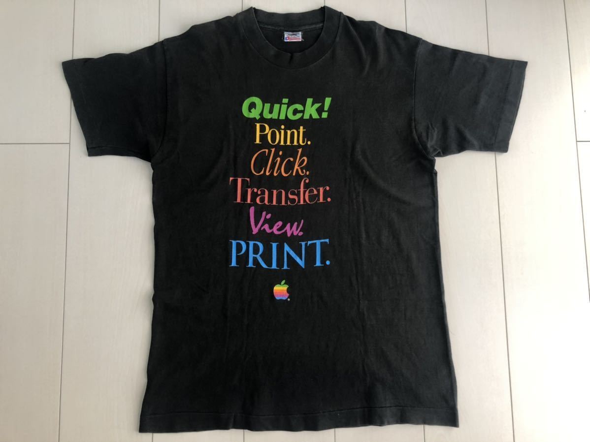 90s USA製 apple ヴィンテージ Tシャツ fruit M アップル 企業 black 