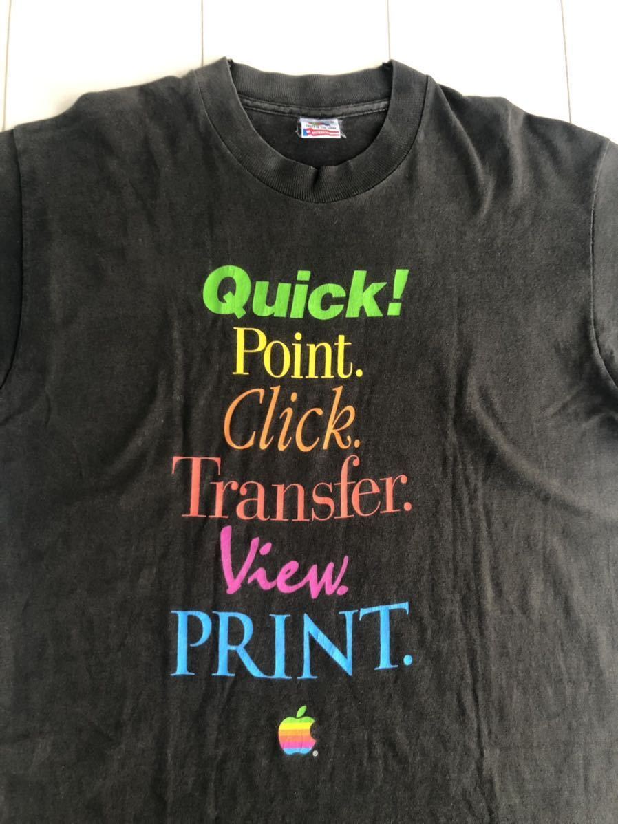90s USA製 apple ヴィンテージ Tシャツ fruit M アップル 企業 black 