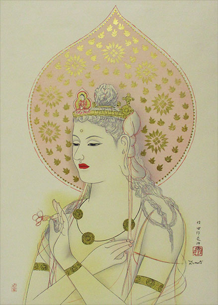 堂本印象『聖女観音』木版画 ed.114/150. 版上サイン 、印 額装 箱なし
