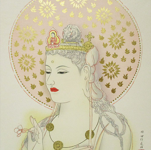 堂本印象『聖女観音』木版画 ed.114/150. 版上サイン 、印 額装 箱なし