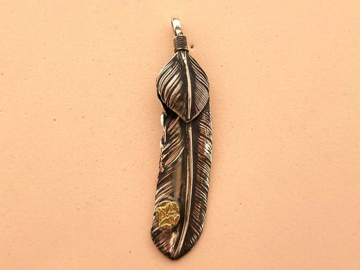 ゴローズ goro's 上銀ハート特大フェザー　18kローズ_1