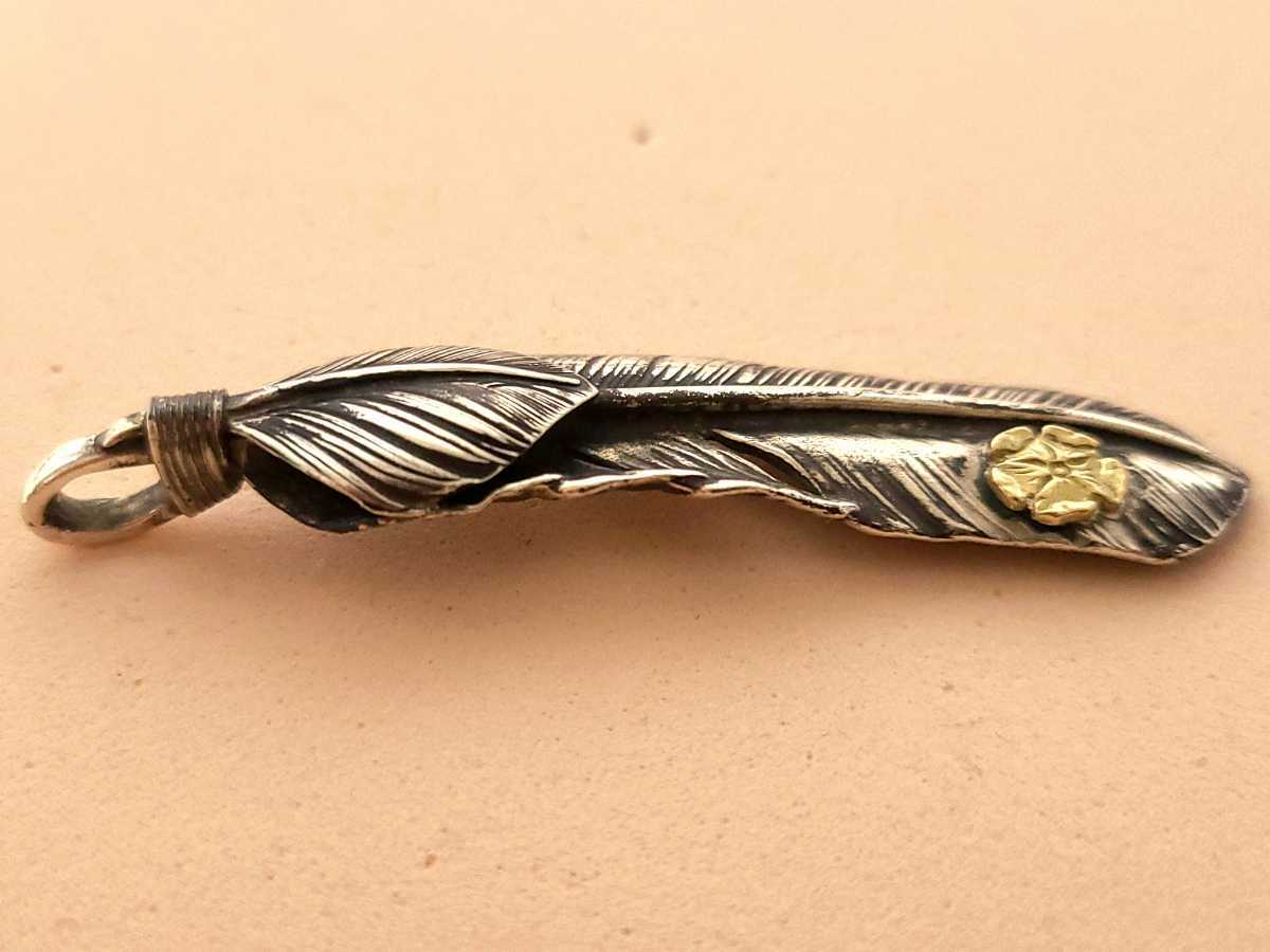 ゴローズ goro's 上銀ハート特大フェザー　18kローズ_5