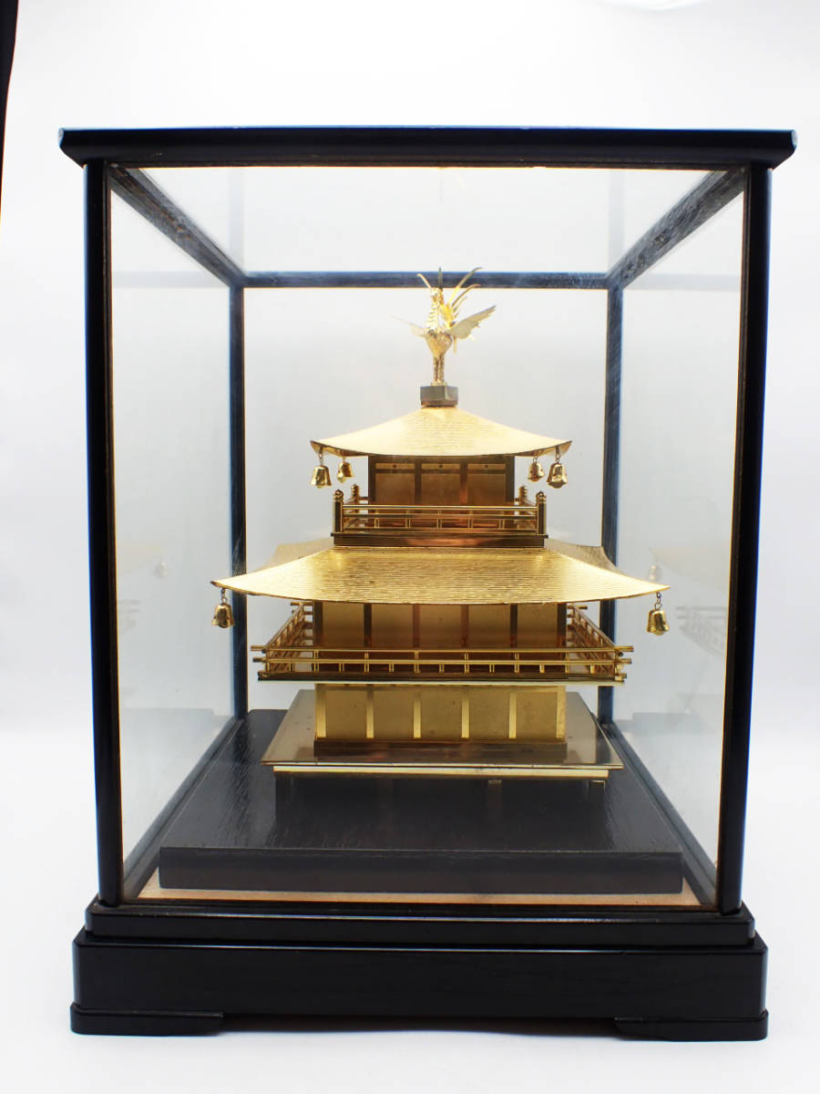 金属工芸 金閣寺 置物 ガラスケース付