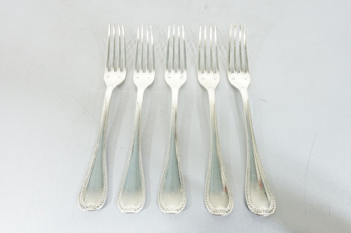 美品 クリストフル ポンパドール 純銀メッキ製デザートフォーク 4本