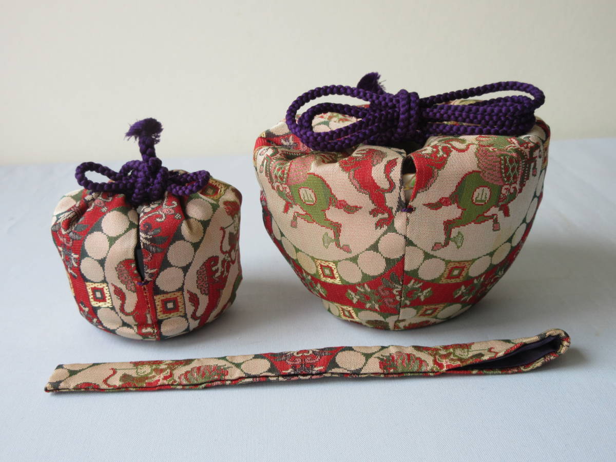 龍村美術織物　仕覆セット　『天平装鏡宝相華錦』　茶碗　棗　茶入　茶杓　茶道具 仕服三点セット】【仕覆3点セット】龍村美術織物製 裂地：獅子狩紋錦