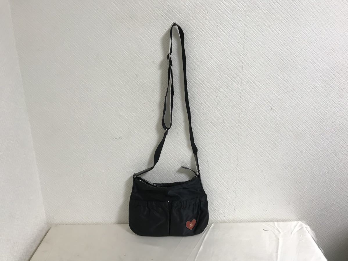 本物アニエスベーagnisbナイロンミニショルダーバッグビジネスボディーメッセンジャーバックレディースメンズ茶旅行トラベル黒ブラック