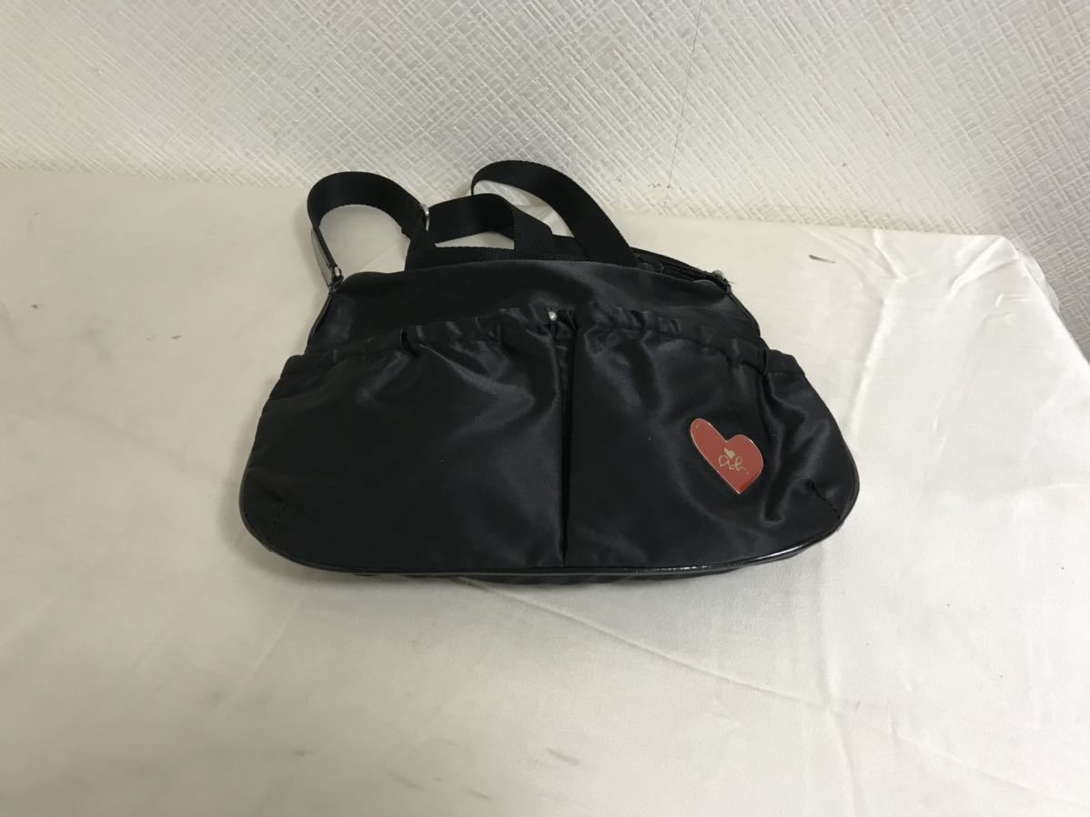 本物アニエスベーagnisbナイロンミニショルダーバッグビジネスボディーメッセンジャーバックレディースメンズ茶旅行トラベル黒ブラック