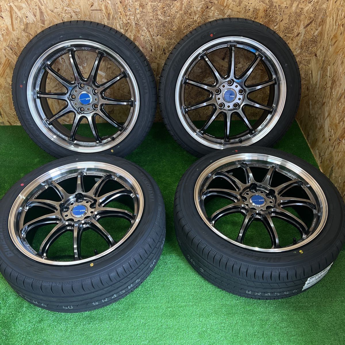 新品 旭川 225/45R18 WORK エモーション ZR10 5穴 PCD114.3 18×7.5J +47 アルミ&ラジアル 夏タイヤ4本セット スバル レヴォーグ 