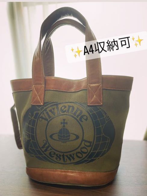【驚きの破格値，セール】 良品VivienneWestwood オーブ/キャンバスレザートートバッグ(かばん、バッグ)｜売買されたオークション情報、yahooの商品情報をアーカイブ公開 - オークファン かばん、バッグ